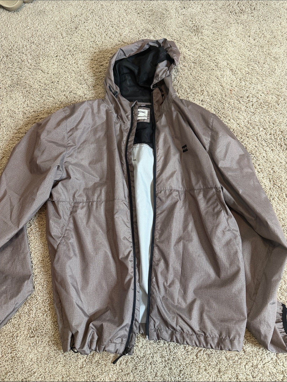 Billabong Men's Hooded Windbreaker in Taupe/Brown